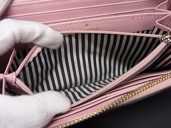 1円 ■美品■ kate spade ケイトスペード PWRU5073 レザー ラウンドファスナー 長財布 ウォレット レディース ピンク系 BF5357_画像4