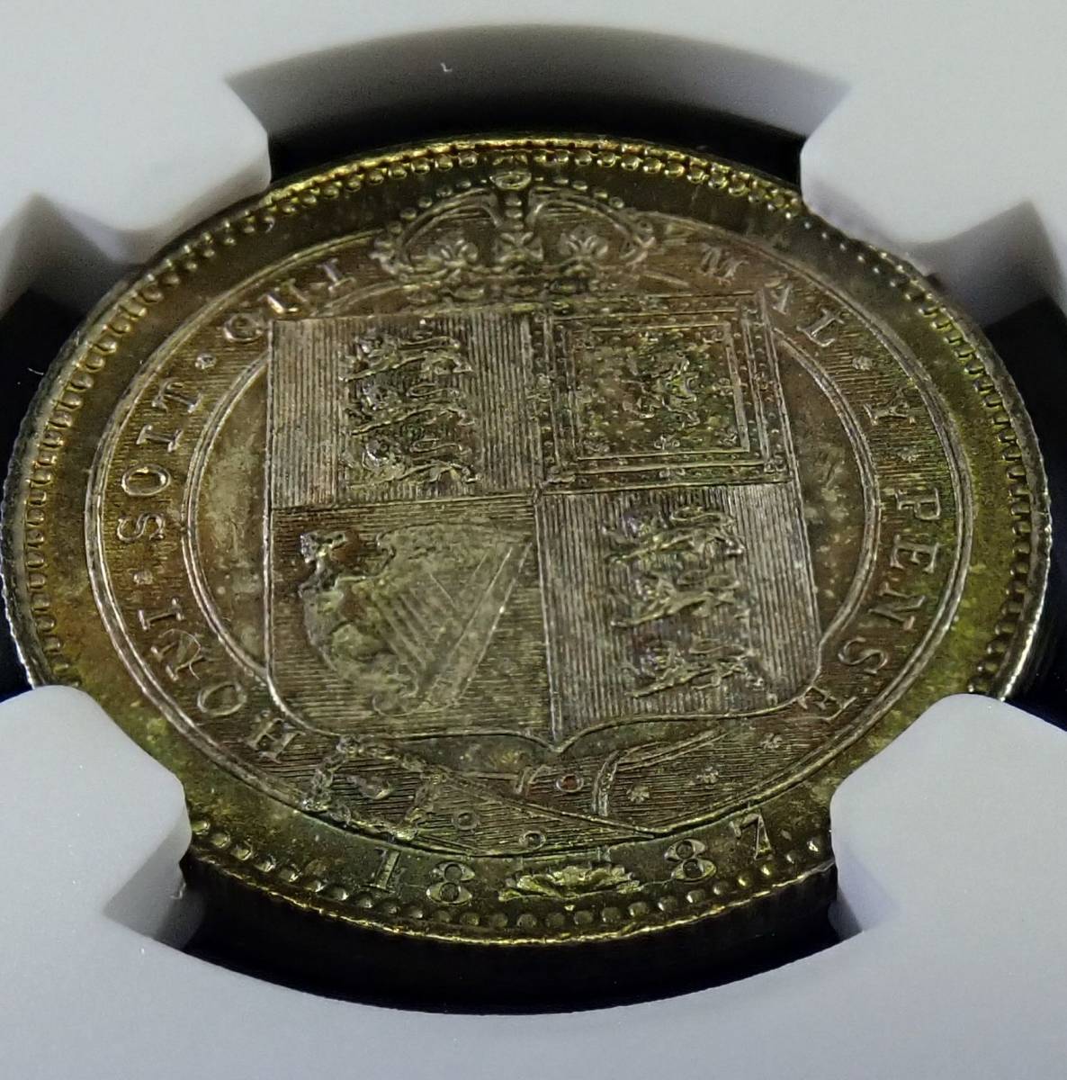 【トーン！】1887年 イギリス ビクトリア女王 ジュビリー ヘッド 銀貨 1S ヴィクトリア NGC MS63 安全資産 資産保全の画像9