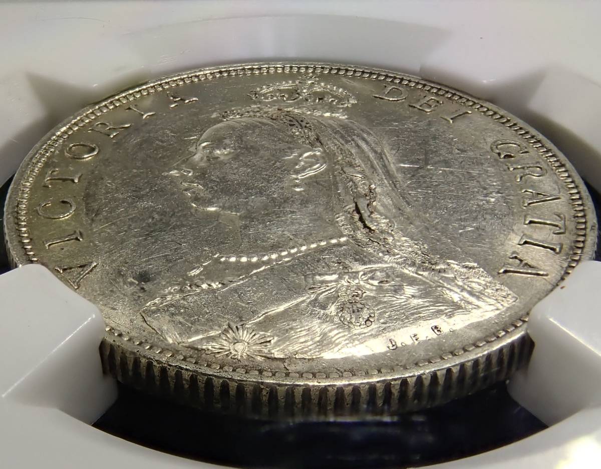 【フローリン！】1887年 イギリス ビクトリア女王 ジュビリー ヘッド 銀貨 ヴィクトリア NGC AU58 安全資産　資産保全_画像8