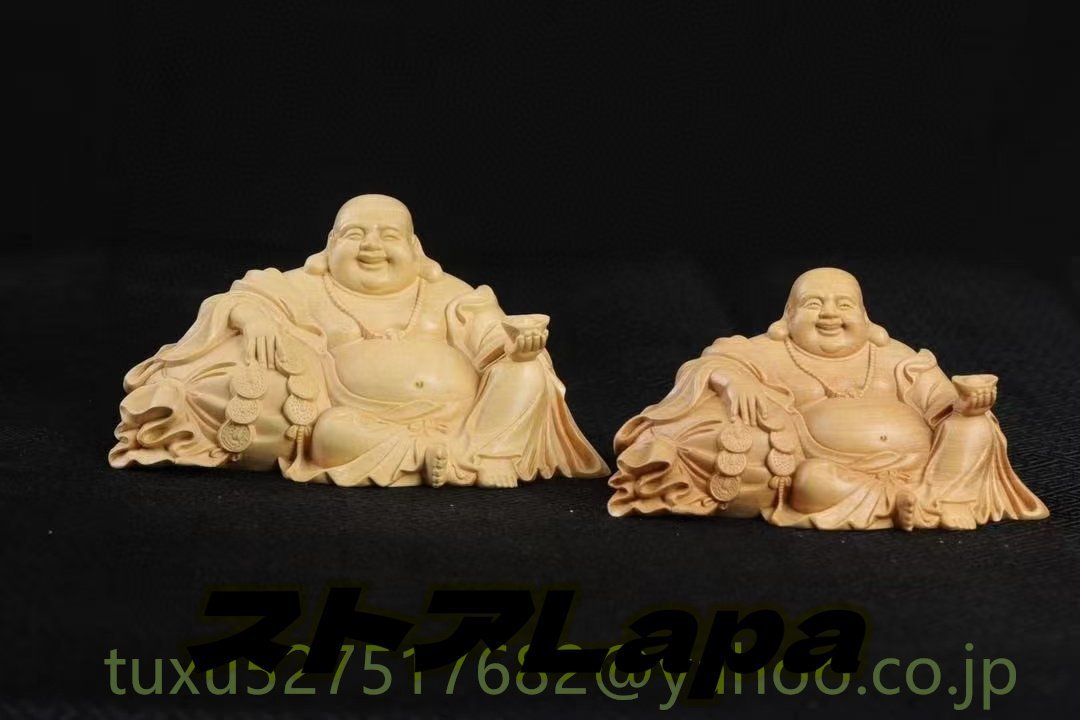 布袋様 七福神 木彫り 仏像 置物 仏教工芸品 細密彫刻_画像5