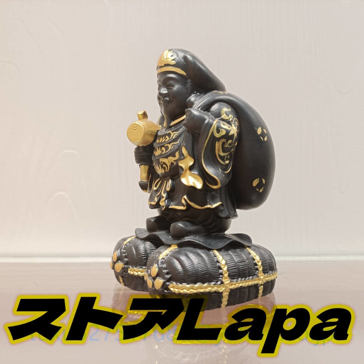 仏像 木彫 大黒天 大黒 大黒天木彫 彩繪　切金　彫刻工芸品 七福神 置物_画像3