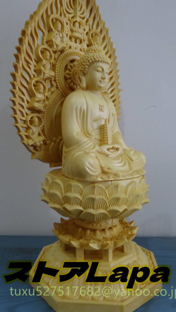 仏像★仏教美術 精密彫刻 手彫り 仏師で仕上げ品 薬師如来 座像_画像2