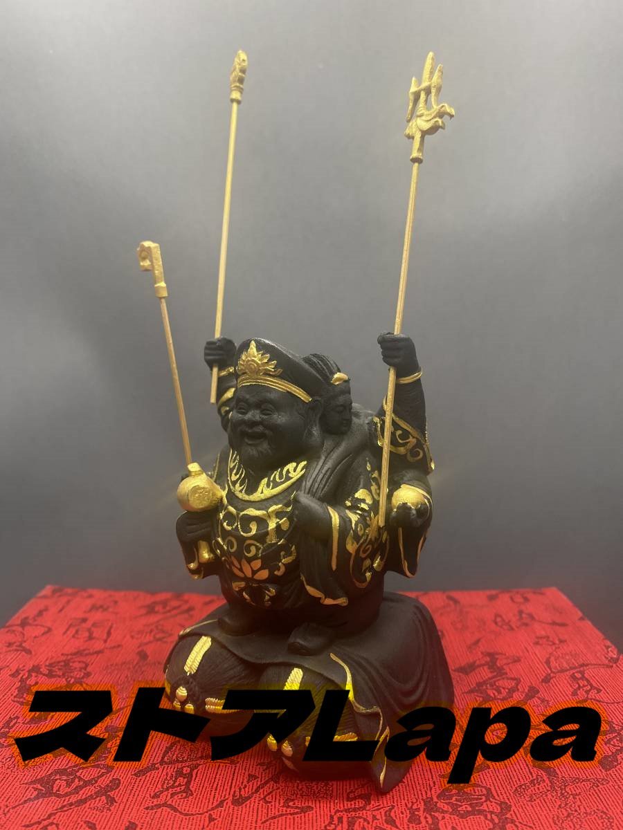 七福神 切金 三面大黒 三面大黒天 大黒天 大黒天木彫 仏師彫刻 仏像 仏教美術_画像2