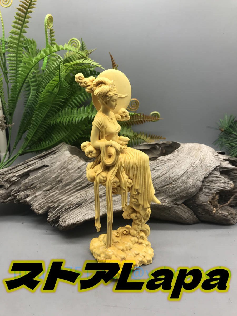 稀少珍品 美女 精彫造像 美術工芸品 飾り置物 総柘植材_画像3