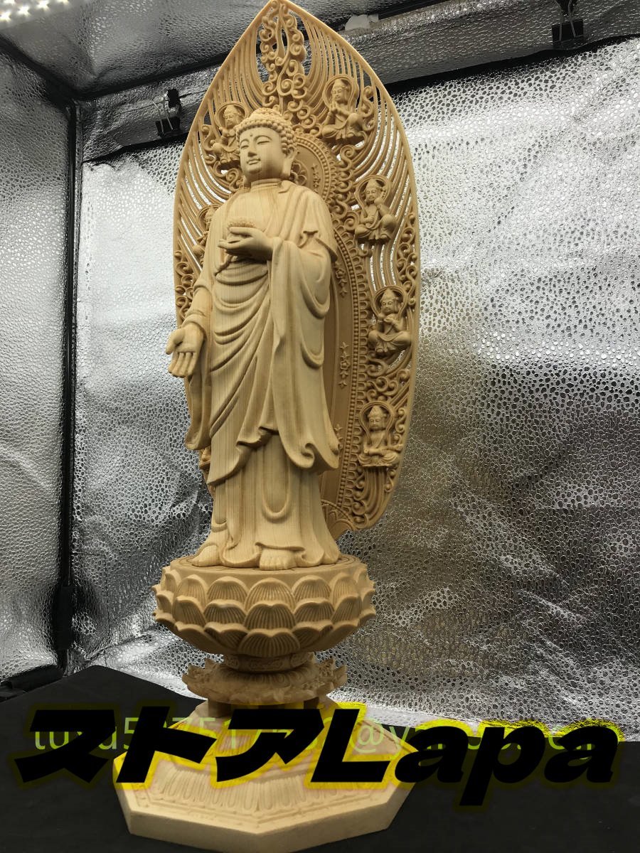 阿弥陀如来 彫刻 立像 仏像 佛像 置物 美術工芸品 仏教美術◆ 阿弥陀如来像 現生安穏 極楽往生 仏教美術 美術品_画像3