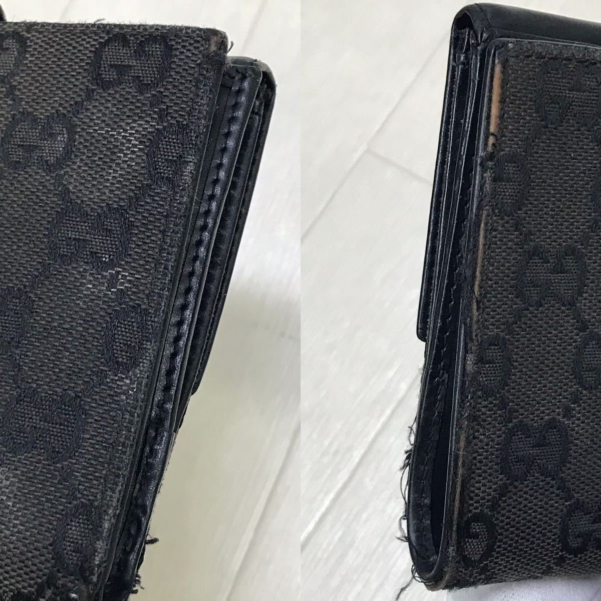 保管品 難あり ジャンク 現状品 GUCCI グッチ ジャッキー GG柄 GGキャンバス×レザー 二つ折り 財布 ウォレット 中古_画像8