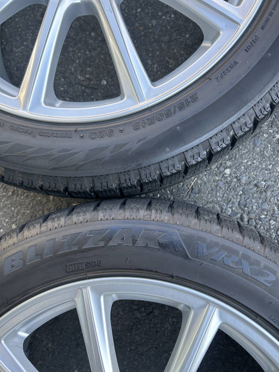 215/50Ｒ18 ブリヂストン VRX2 バリ山 ECO FORME 美品 18インチ 7.5J＋53 114.3 4本セット CX-3 ヤリスクロス エスティマスタッドレス_画像3