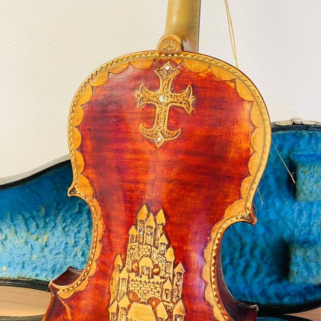 ★◆超珍品★Giuseppe Orsati アンティーク バイオリン 彫刻入り 1741年 木製ケース付 ミラノ MILANO イタリア 楽器 弦楽器 骨董品_画像6