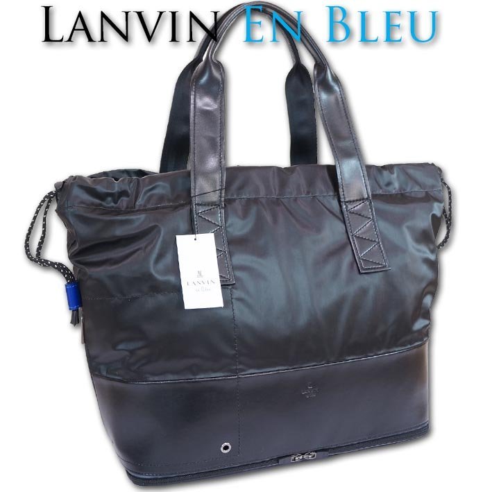 ランバンオンブルー LANVIN en Bleu トートバッグ B4 グロス メンズ ブラック 黒 正規品 新品 定価27,500円 軽量 ビジネストート