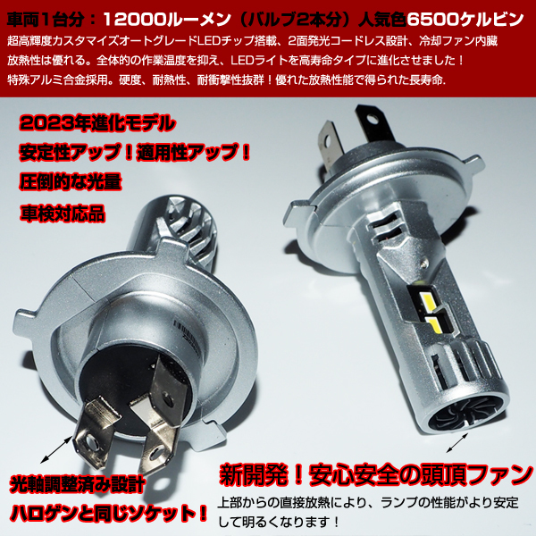 ダイハツ ハイゼットトラック S500P S510P S200P S210P S201P S211P ハロゲンサイズ 明るいLEDヘッドライト バルブ H4 12000LM_画像3