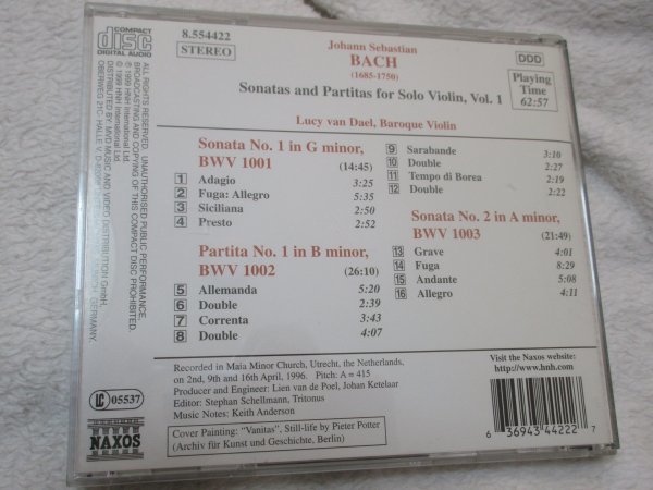 Naxos // バッハ：無伴奏ヴァイオリンのためのソナタとパルティータ BWV 1001-1003【CD】ルーシー・ファン・ダール (ヴァイオリン)_画像7