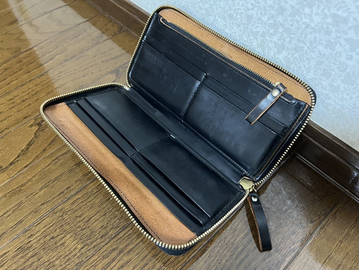  excellent level! PORTER Porter Yoshida bag film FILM long wallet purse wallet black original leather round fastener secondhand goods!