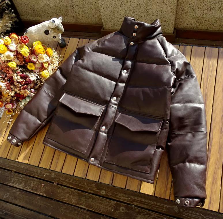 高品質、シープスキンダウンジャケット、イタリアから輸入したゴートスキン、冬は暖かい