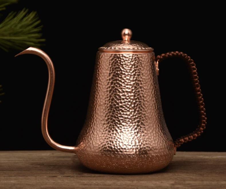 店長推薦★ 大容量純銅コーヒーポット制コーヒー器具銅イメージ紫銅ハンマー紋コーヒーポット細口ポットコーヒーポット900l