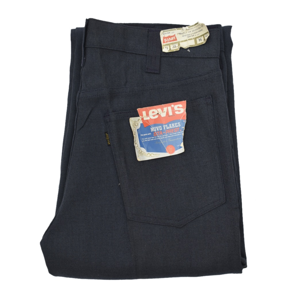 希少 NOS デッドストック 70s usa vintage LEVI'Sリーバイス スタプレ 646-4418 NUVO FLARES パンツ ネイビー size.33×33 フレア カツラギ_画像1