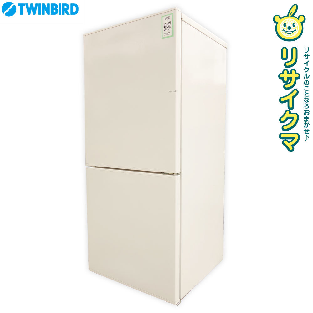 【中古】K▼ツインバード 冷蔵庫 110L 2019年 2ドア ボトムフリーザ 耐熱性能天板 ホワイト HR-E911 (27065)