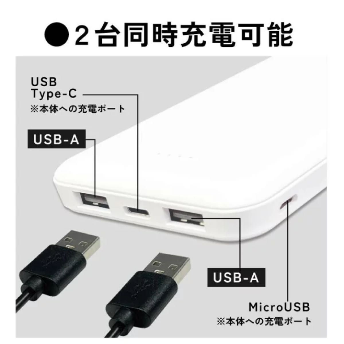 【新品】2ポートモバイルバッテリー8000＊薄型軽量／ホワイト★PSE適合品★２台同時充電可能