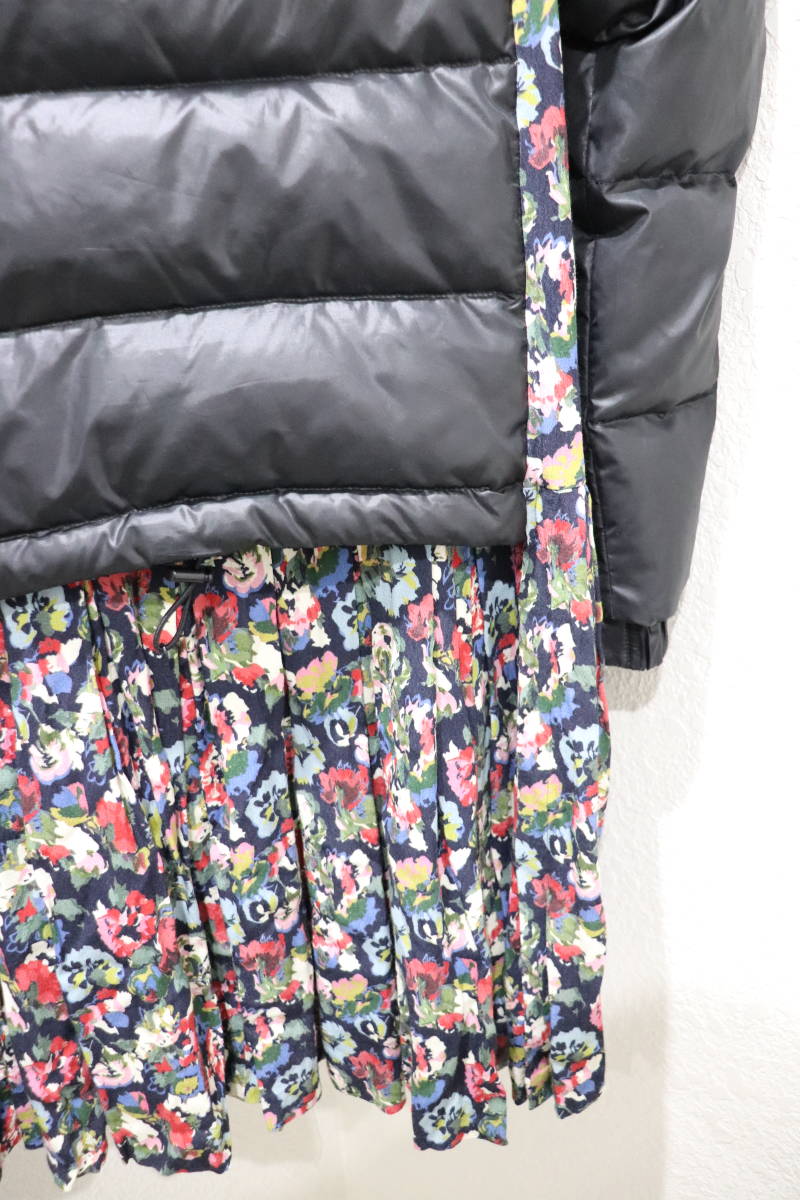 19AW 即決 JUNYA WATANABE COMME des GARCONS ジュンヤワタナベ コムデギャルソン 花柄ワンピースドッキングダウンジャケット コート XS 黒_画像3