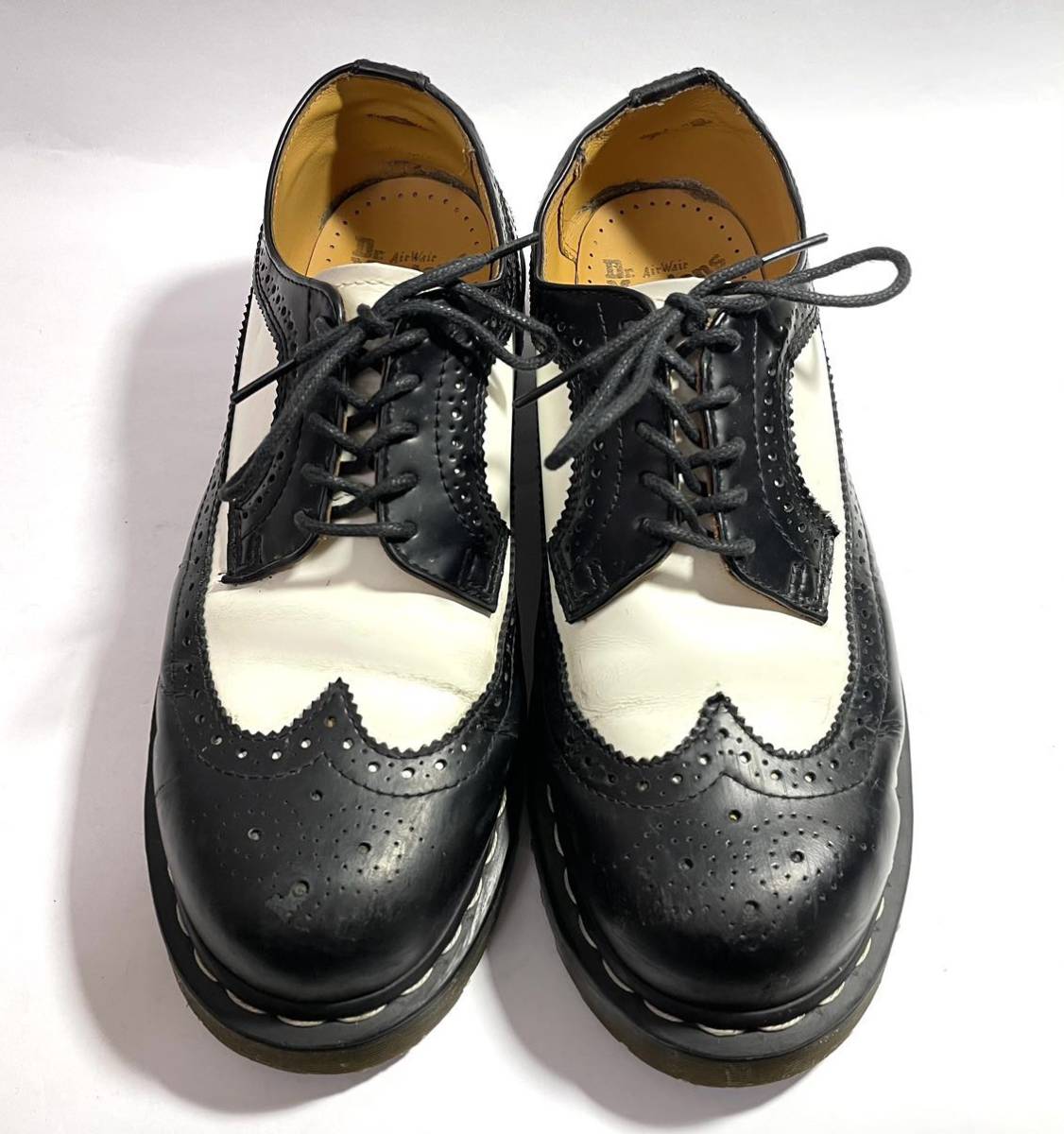 Dr.Martens 5EYE BROGUE SHOES 10458 ドクターマーチン ウィングチップシューズ バイカラー レザーシューズ UK8 ブラックホワイト 正規品_画像2