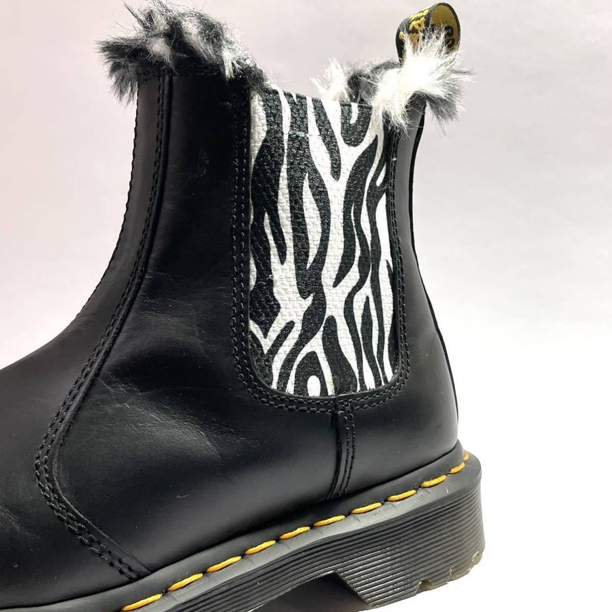 Dr.Martens 2976 LEONORE ドクターマーチン レオノーレ チェルシーブーツ サイドゴアブーツ ゼブラ柄 内ファー UK4 レディース 正規品_画像8