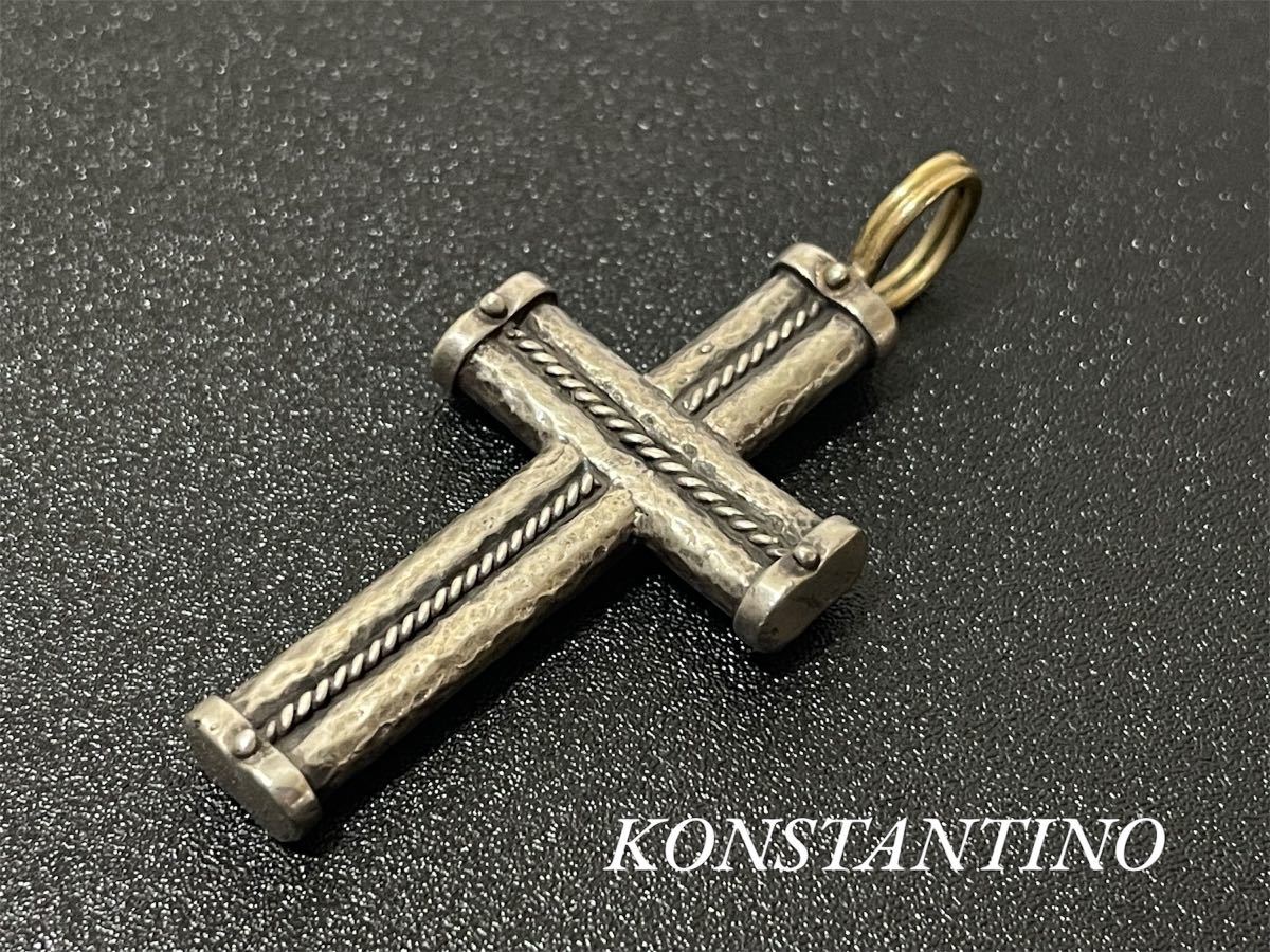 希少 レア KONSTANTINOコンスタンティーノ クロス 十字架 ペンダント K18 750 × SV925 チャーム ネックレストップ コンビ 10.5g 正規品_画像1