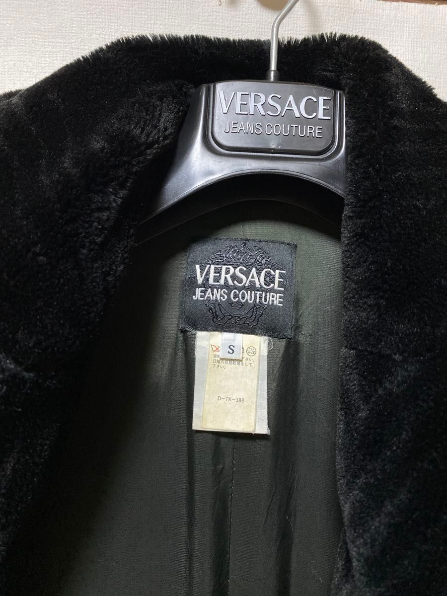 最終価格★高品質希少★ヴェルサーチ versace ファー ロング コート 黒 ブラック レディース M