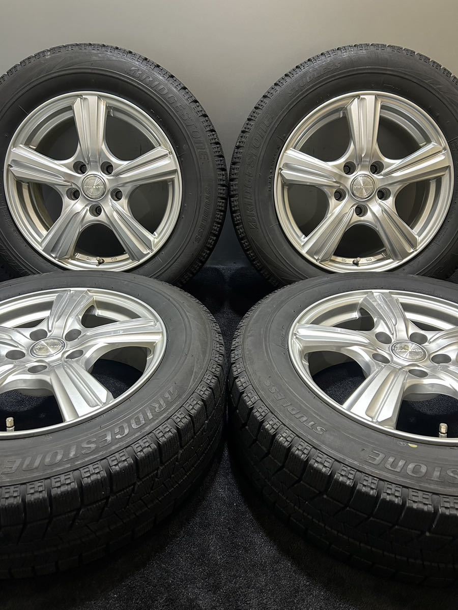 205/65R16 BRIDGESTONE/VRX 19年製 VIOLENTO 16インチ 6.5J ＋40 114.3 5H スタッドレス 4本 エスティマ ヤリスクロス (南6-E684)_画像1