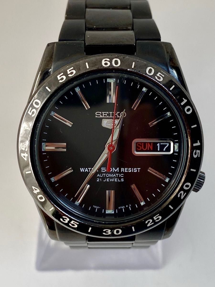 極上品！SEIKO5･ セイコー5･オートマチック･ 7S26-02T0･デイデイト･ 自動巻･ 黒文字盤･21石･裏スケ･動画