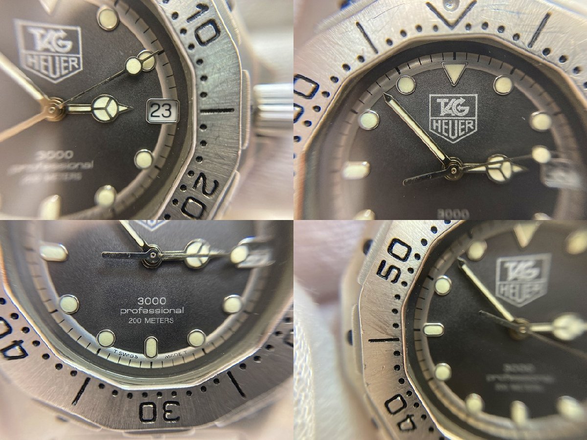 キングラム[59] TAG HEUER タグホイヤー プロフェッショナル200M 932.213 デイト グレー文字盤 クォーツ 腕時計【送料無料】＠015_画像4