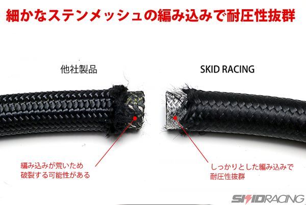 超高品質 AN6 ステン メッシュホース 1m～切り売り SKID RACING 柔軟 耐圧 オイルクーラー 燃料 エンジンオイル スキッドレーシング :63 A2の画像3