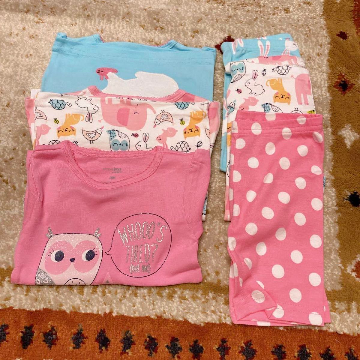 6枚組 パジャマ セット 女の子 ガール キッズ 子供 部屋着 ピンク ブルー ルームウェア カラフル 可愛い