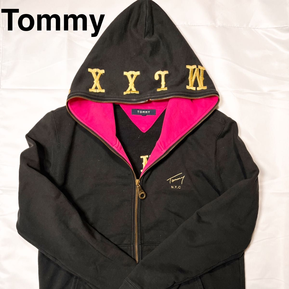 TOMMY トミー ジップアップ パーカー フーディー 刺繍ロゴ NYC トミー