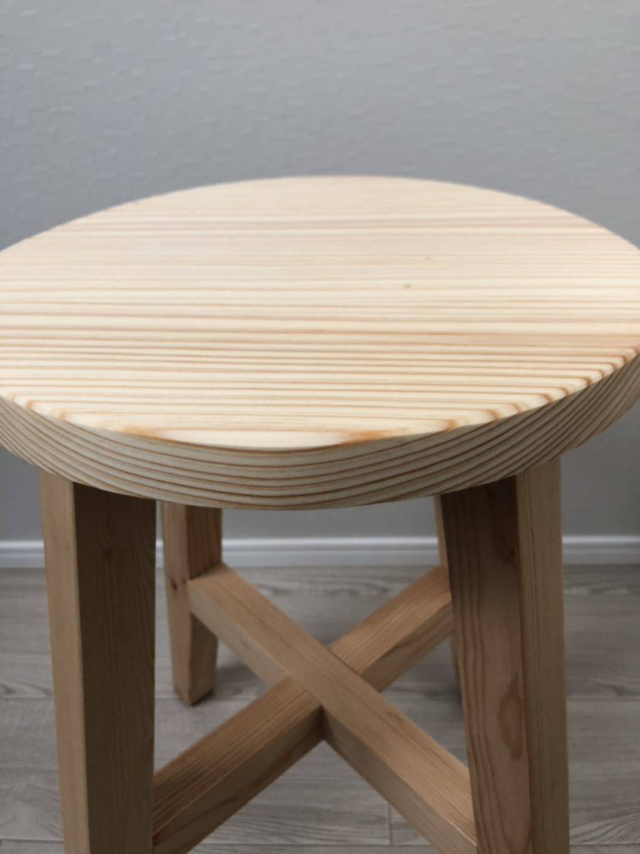 丸椅子、スツール、木製、おしゃれ、サイドテーブル、handmade、無垢材、2脚セット_画像6