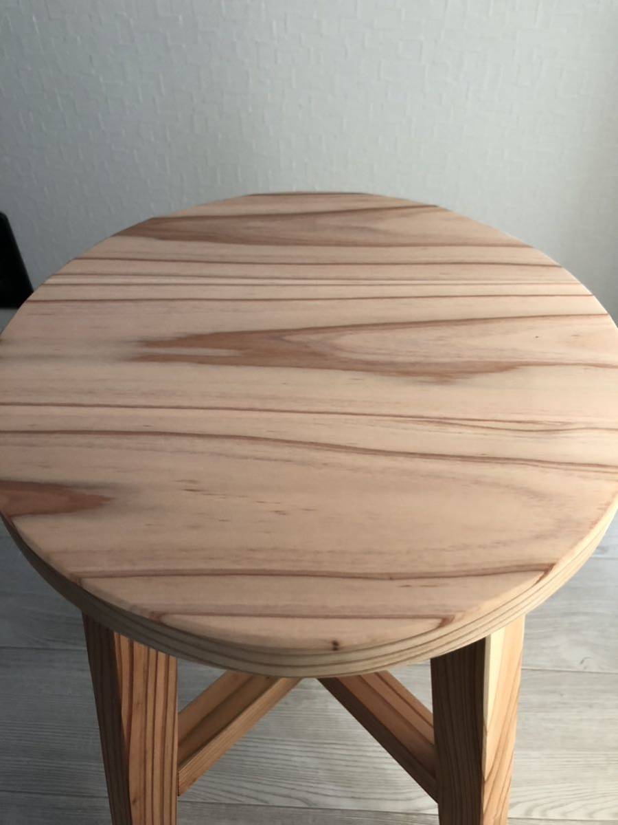 丸椅子・スツール・木製・おしゃれ・サイドテーブル・handmade・無垢材・2脚セット_画像4