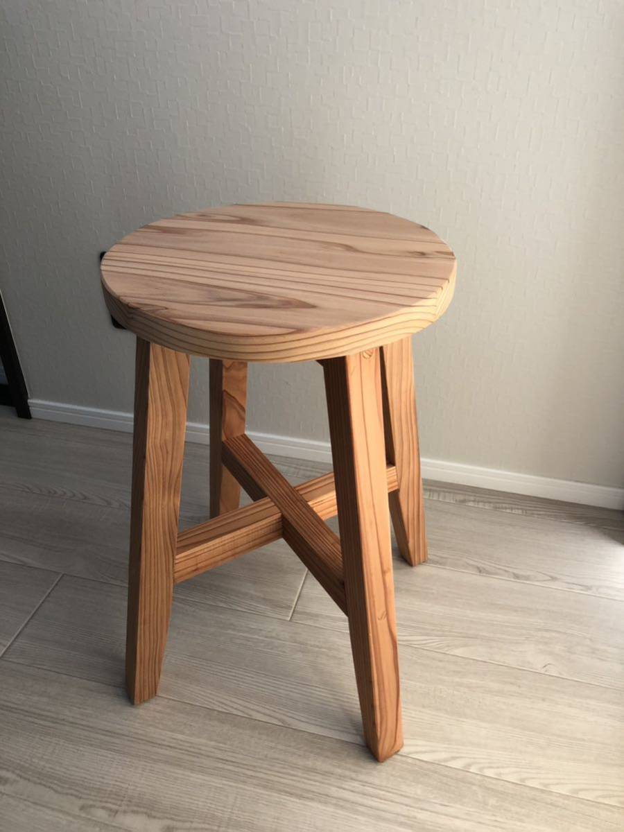 丸椅子・スツール・木製・おしゃれ・サイドテーブル・handmade・無垢材・2脚セット_画像7