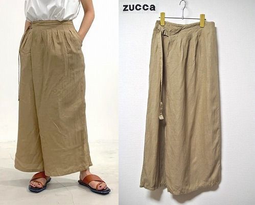 ◎美品！ZUCCa【ズッカ】テンセルリネンパンツ(キュロット)(*^_^*)定価29,000円+税 MADE IN JAPAN(日本製)_定価29,000円+税 MADE IN JAPAN(日本製)