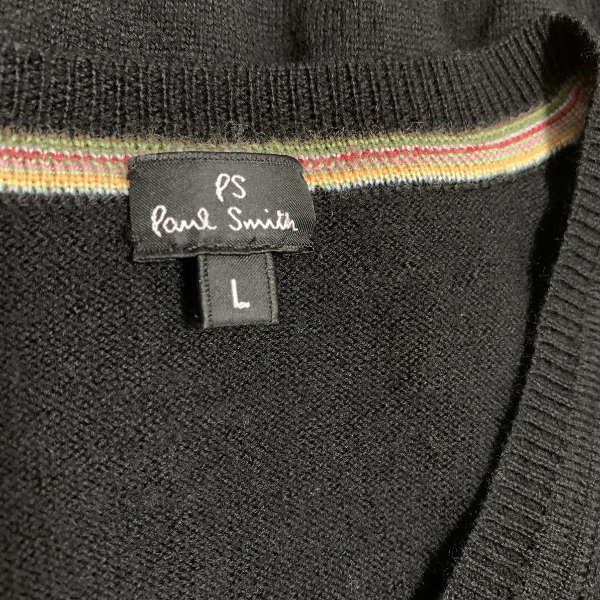 PaulSmithポールスミス ニット黒 Vネック ウール羊毛100％ ブラック長袖 匿名配送送料無料_画像9