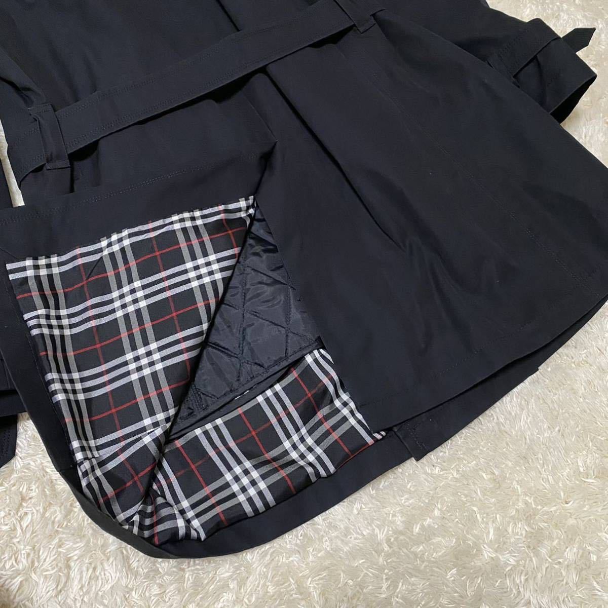 1円〜稀少LL バーバリーブラックレーベル トレンチコート ベルド ライナー付 キルティング 中綿 ノバチェック黒 XL BURBERRY BLACK LABEL _画像5