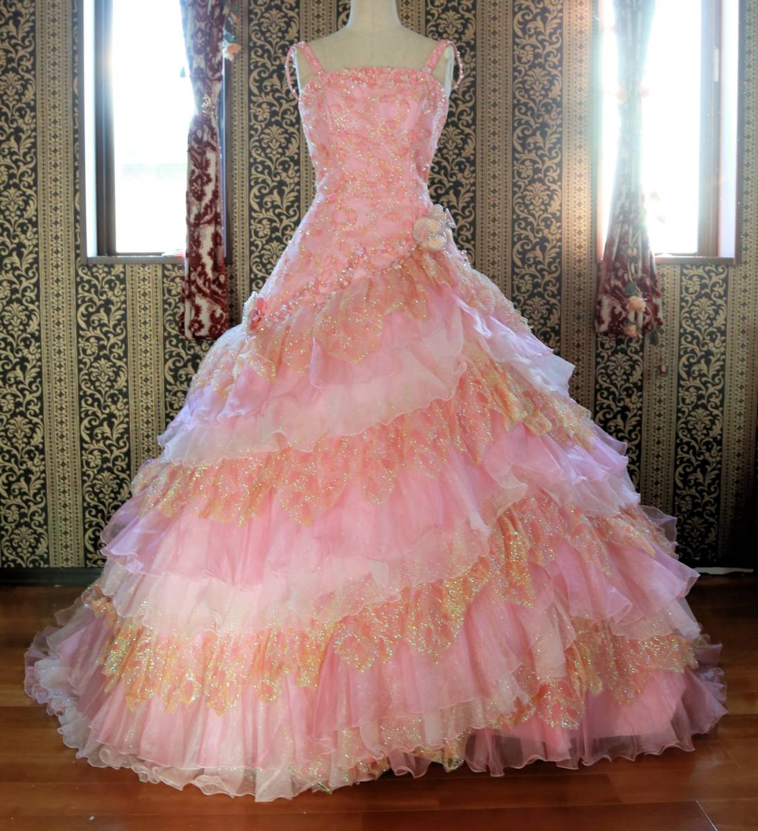 Sugar keishuga- Kei high class wedding dress 7 number S size pink yellow group color dress 