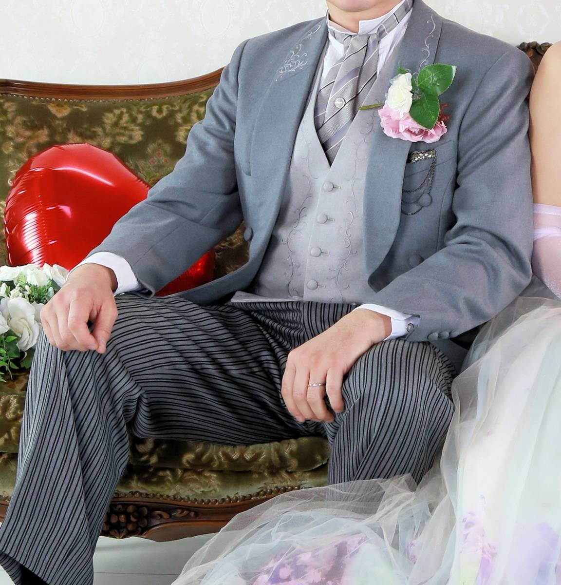 う⑬A5サイズThe Capel結婚式新郎用衣装メンズブライダルフォーマルモーニグコート日本製ウール_画像2