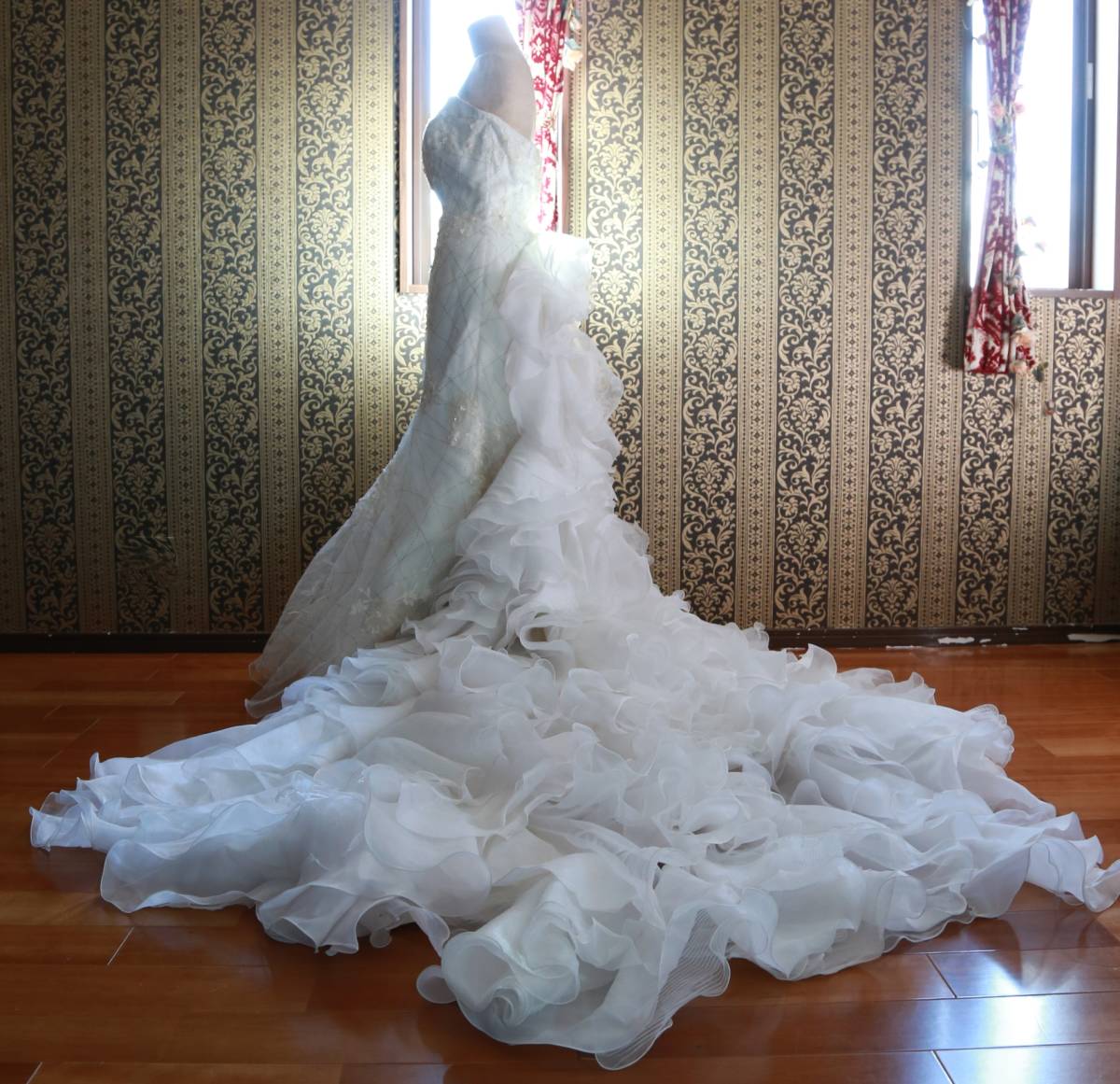 Sancta Carina thank takalina high class wedding dress 11 number L size mermaid line long train 