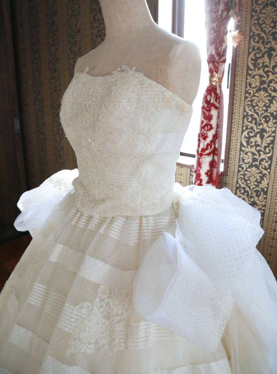  volume enough super-gorgeous Alpha Blanc ka high class wedding dress 9 number 11 number M~L size separate long train 