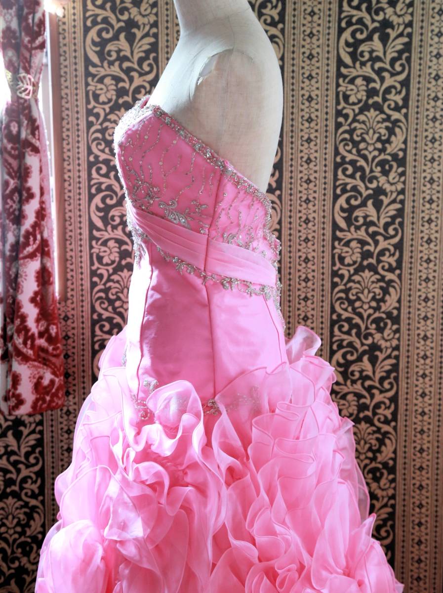 マーメイドラインのピンクカラードレス、ウエディングドレス9号Mサイズ_画像9
