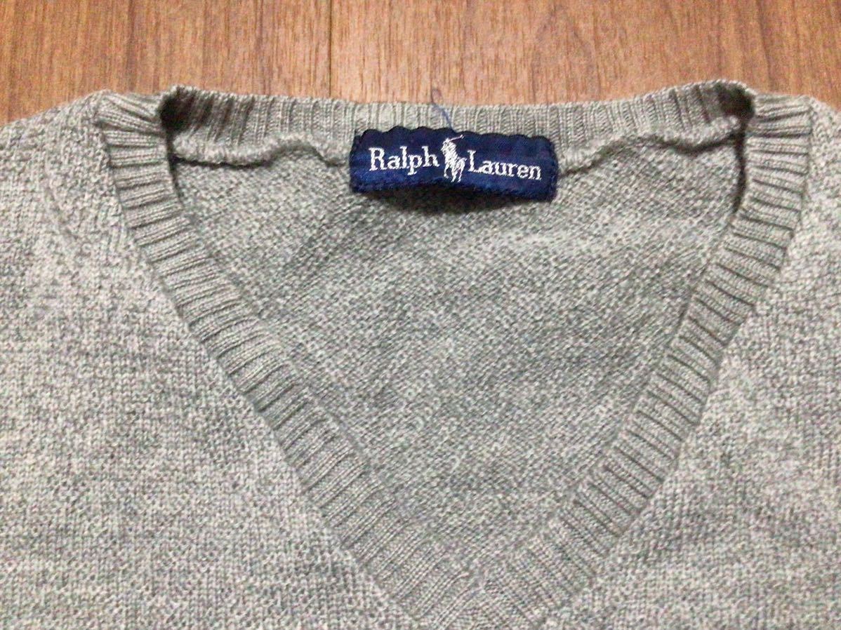 ラルフローレン グレー ニット セーター Vネック★Ralph Lauren 毛100%_画像3