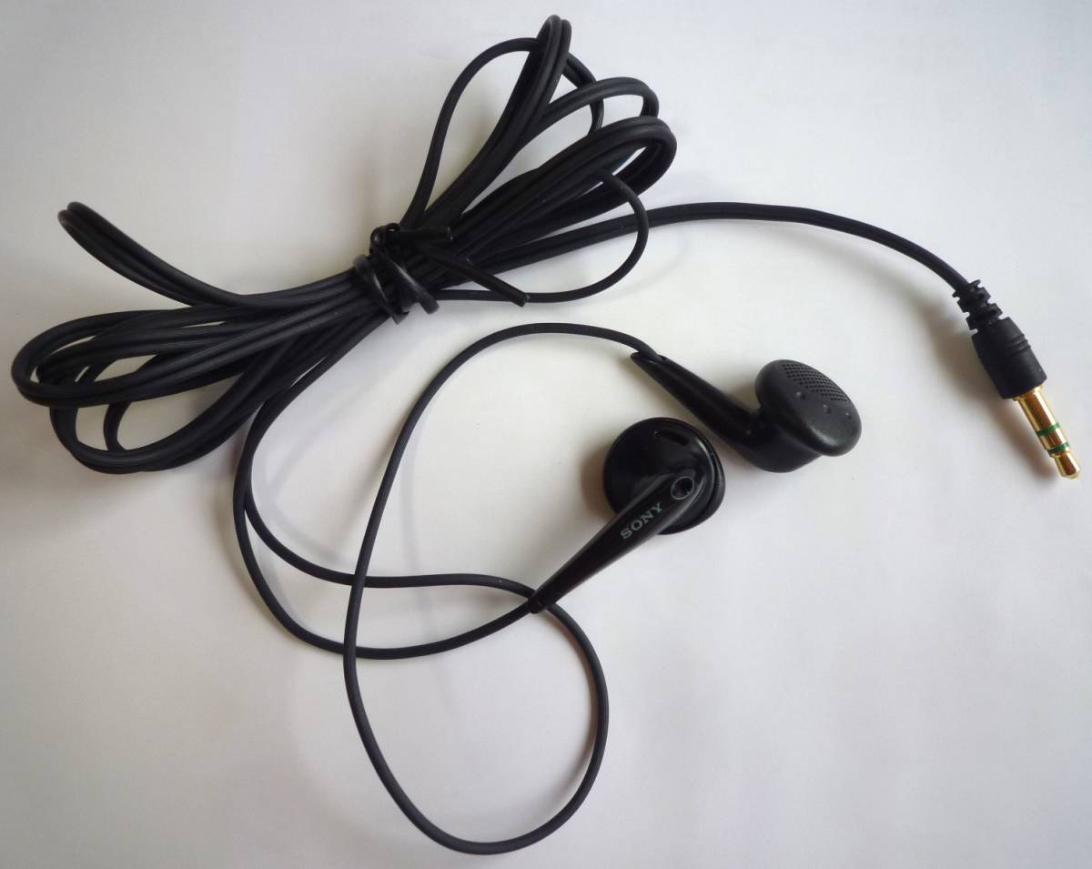 SONY ソニー 純正 イヤホン MDR-E0921 1.6m ロングコード ブラック 黒 オープン型 イヤフォン ヘッドフォン インナーイヤー型 有線 φ3.5mm_画像1