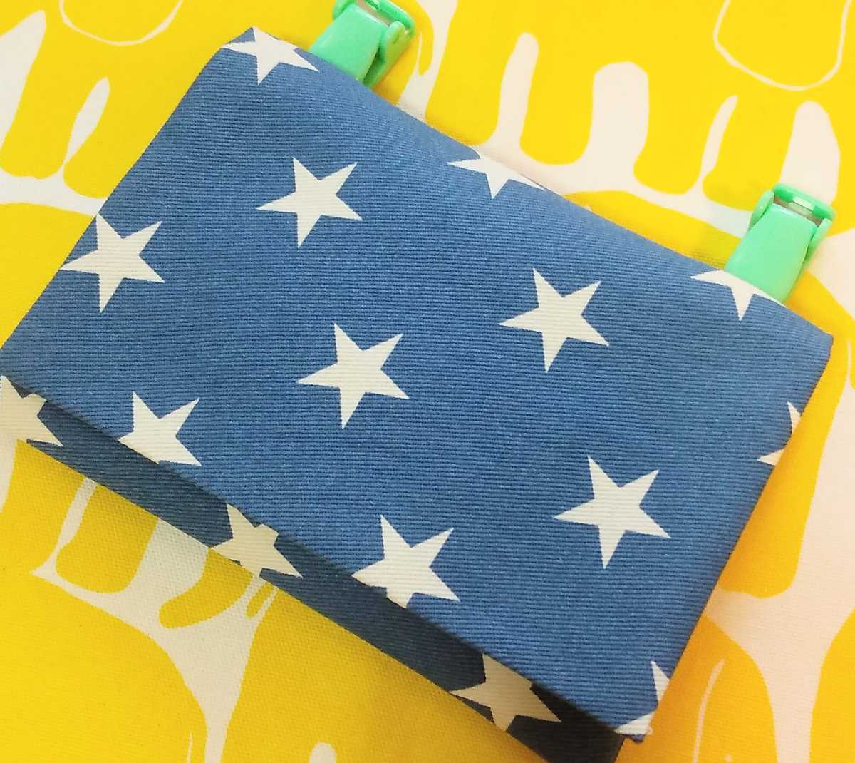 [ clip 1 collection attaching ] postage included hand made movement pocket simple star pattern blue 