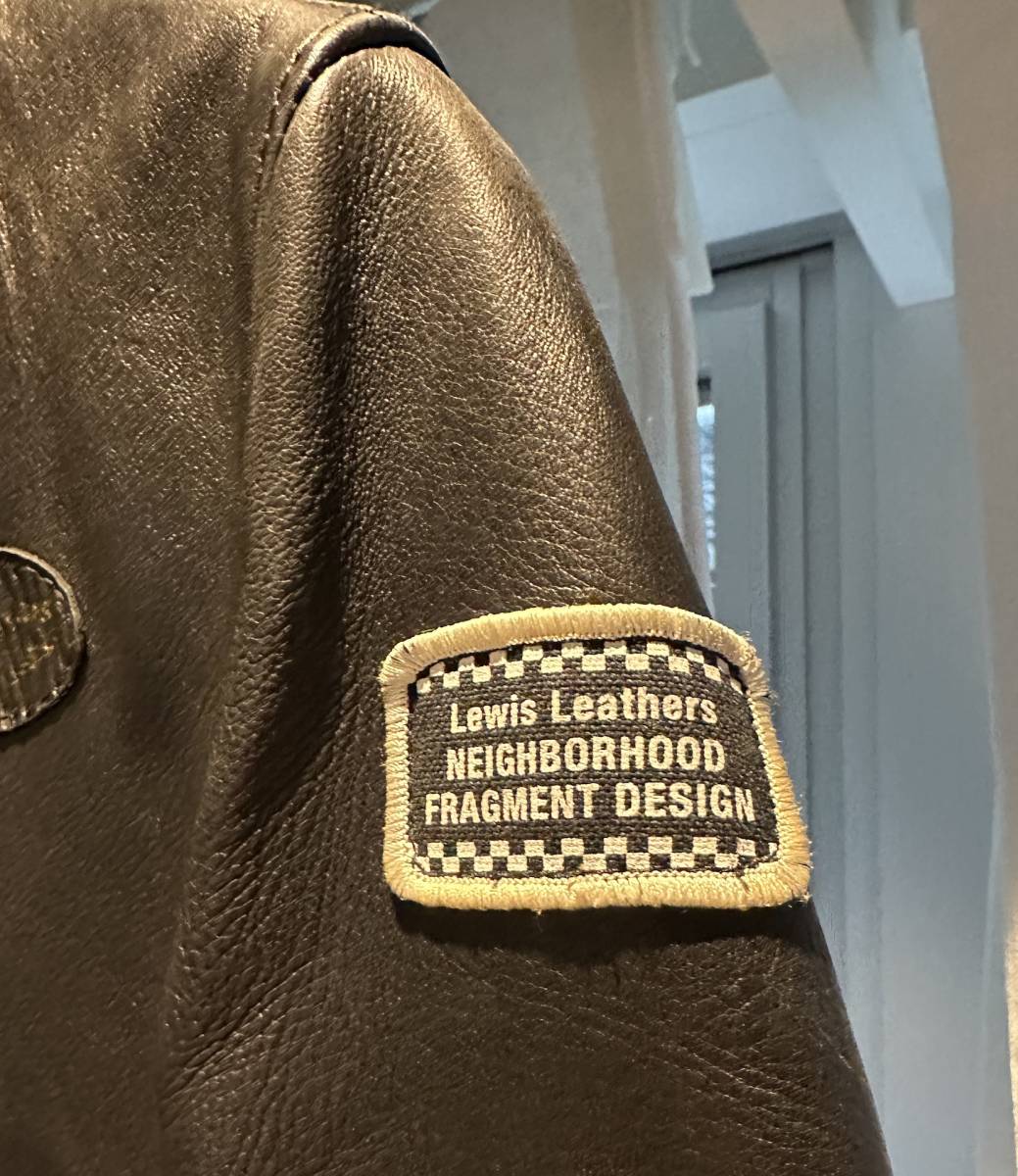 【激レア】NEIGHBORHOOD × FRAGMENT × LEWIS LEATHERS ルイスレザー ネイバーフッド フラグメント 黒 サイズ36 ワッペン【藤原ヒロシ】_画像3