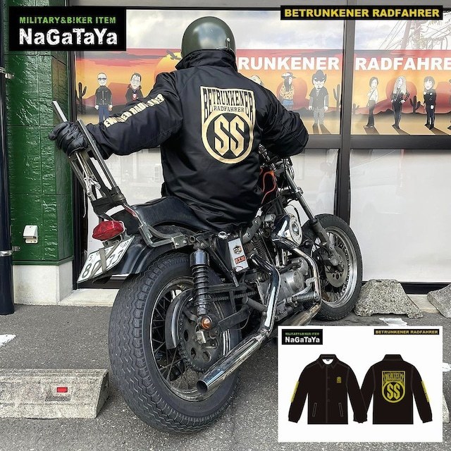  Club style BETRUNKENER RADFAHRERbe.to.nnaladofa emblem Eagle reverse side boa specification coach jacket black × Gold XL