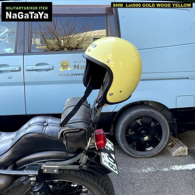 NEWカラー SHM ベーシックモデル SGスタンダード ジェットヘルメット Mサイズ GOLD WOOD YELLOW モーターサイクルギア ビンテージバイクの画像10