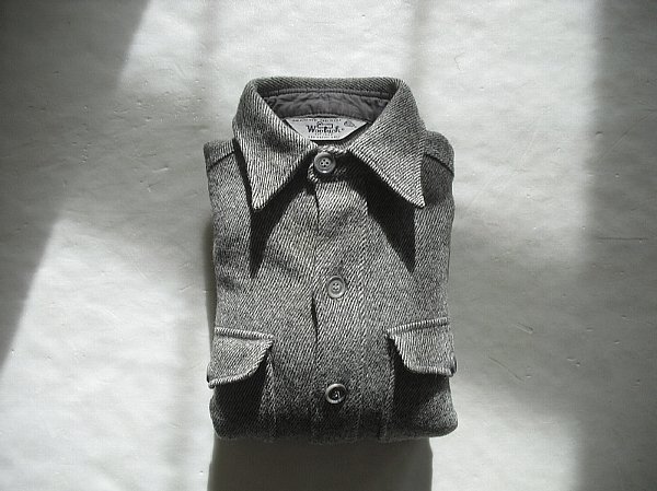 Woolrich Wool Shirt（1970年代）ウールリッチ　ウールシャツ　Made in U.S.A.　ミックスグレー　＠M　ヘリンボーン　ヴィンテージ　USED